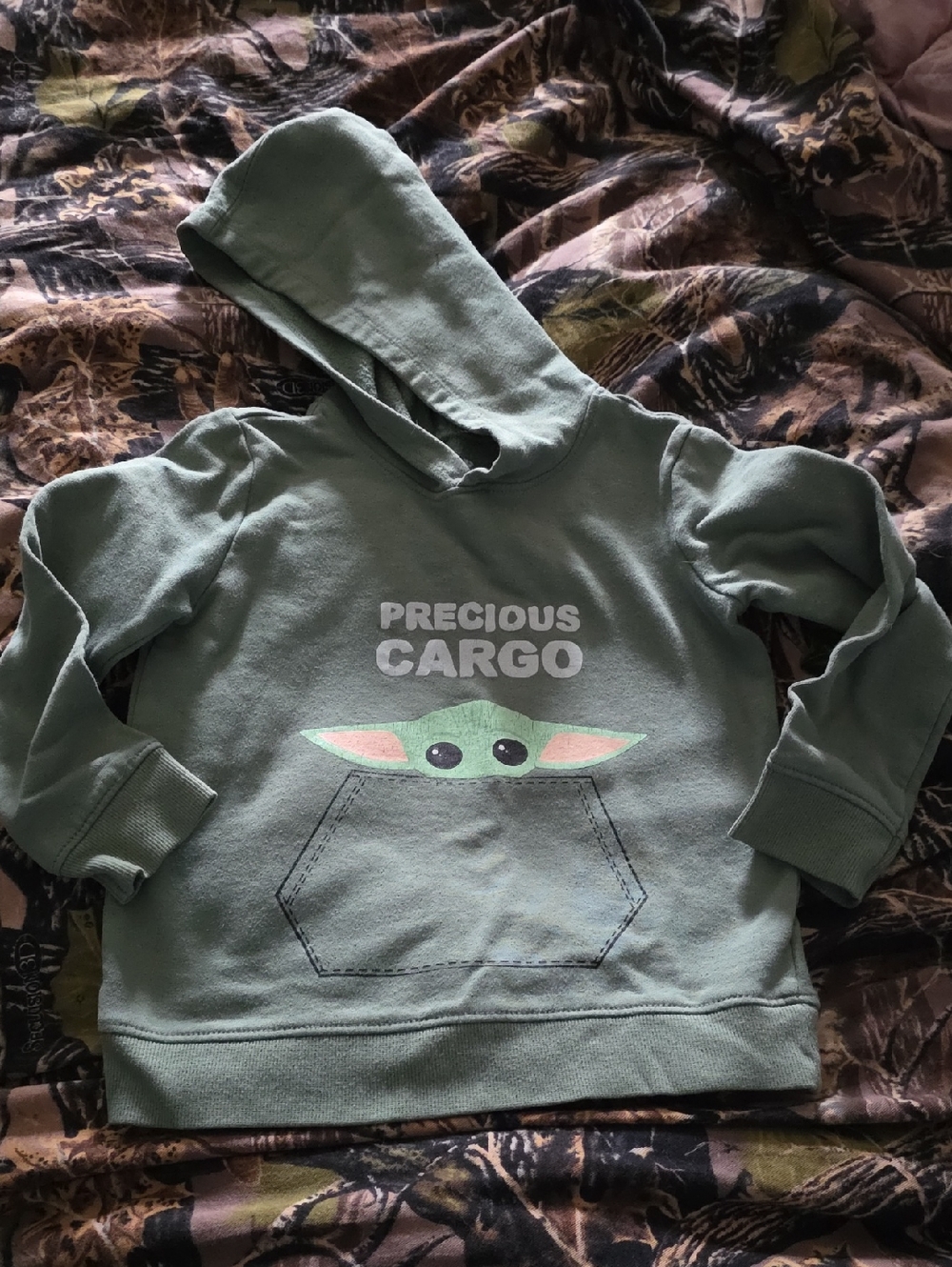 Star Wars Green 'Precious Cargo' Kids Hoodie with Baby Yoda Graphic